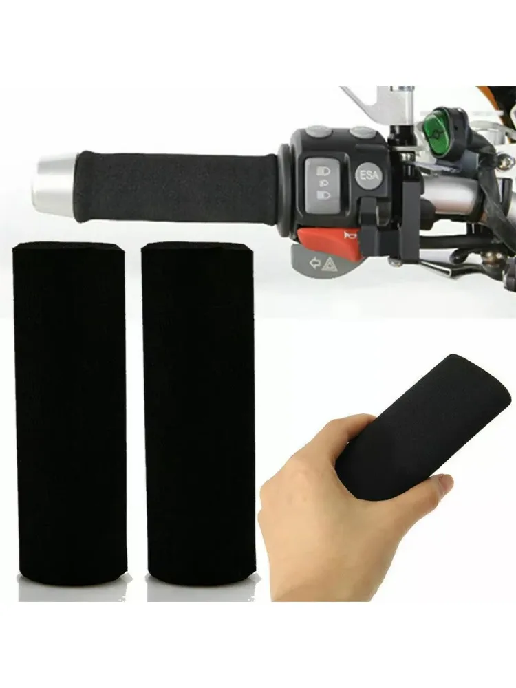 AliExpress NONE 2Pc Motorcycle Handlebar Grip Cover Foam Black High Density Anti Vibration For Bicycle Sweat Absorb Comfort Slip On Handle Grips