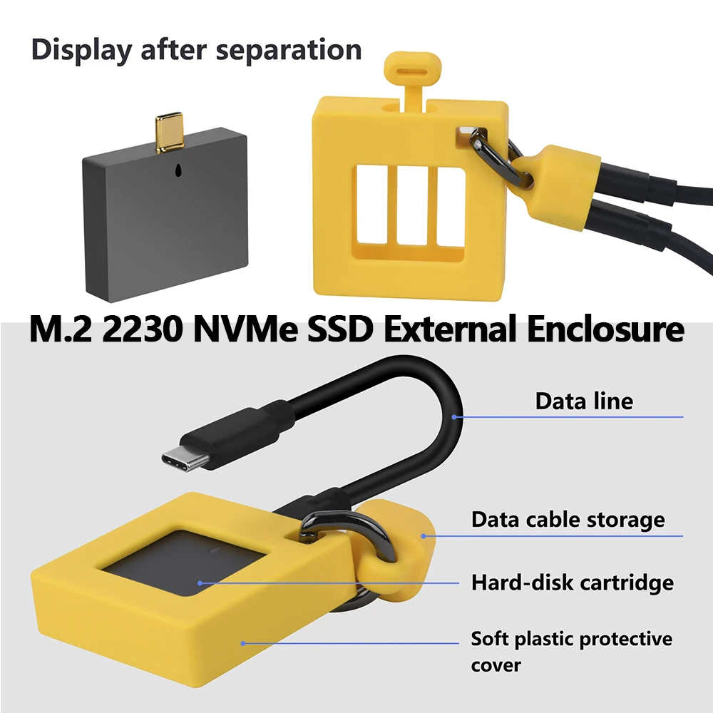 

Mini M.2 NVMe 2230 SSD Enclosure USB3.2 10Gbps Adapter Type-C Hard Disk Case for Apple Mac Mini MacBook Air Laptop Phone