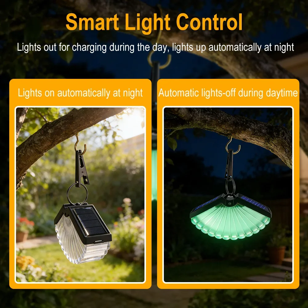 BORUiT Outdoor Garden Solar Light Waterproof Landscape Night Light Fan-Shaped Home Garden Courtyard Hanging Courtyard Fence Lamp