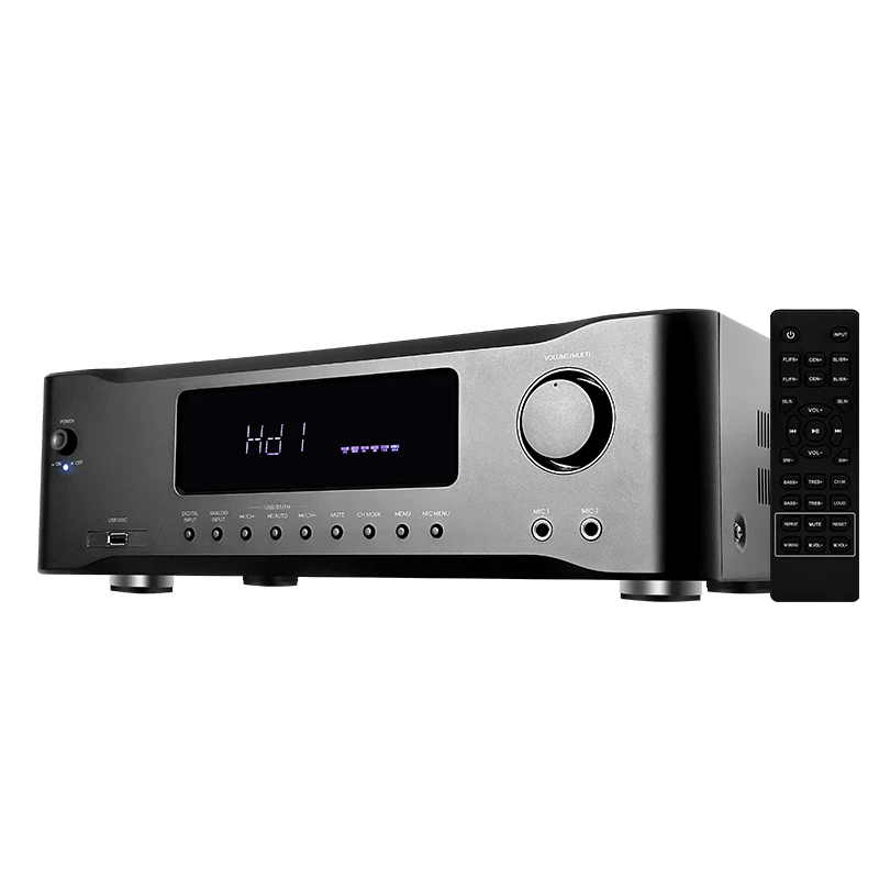 600W Powerful 9.1CH HD Home Theater AV Amplifier Receiver with FM Radio Class D Design Plastic & Metal Construction