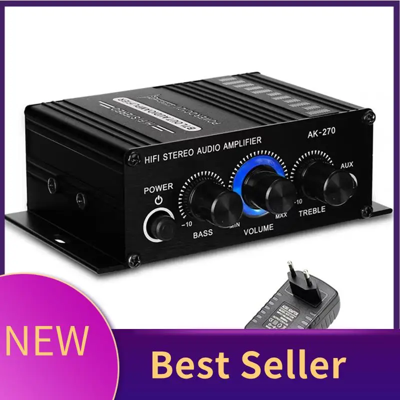 M07K-AK-270 HIFI Amplifier Bass & Treble Adjustment Stereo Audio Home Cinema Sound System DC12V EU Plug 1 PCS