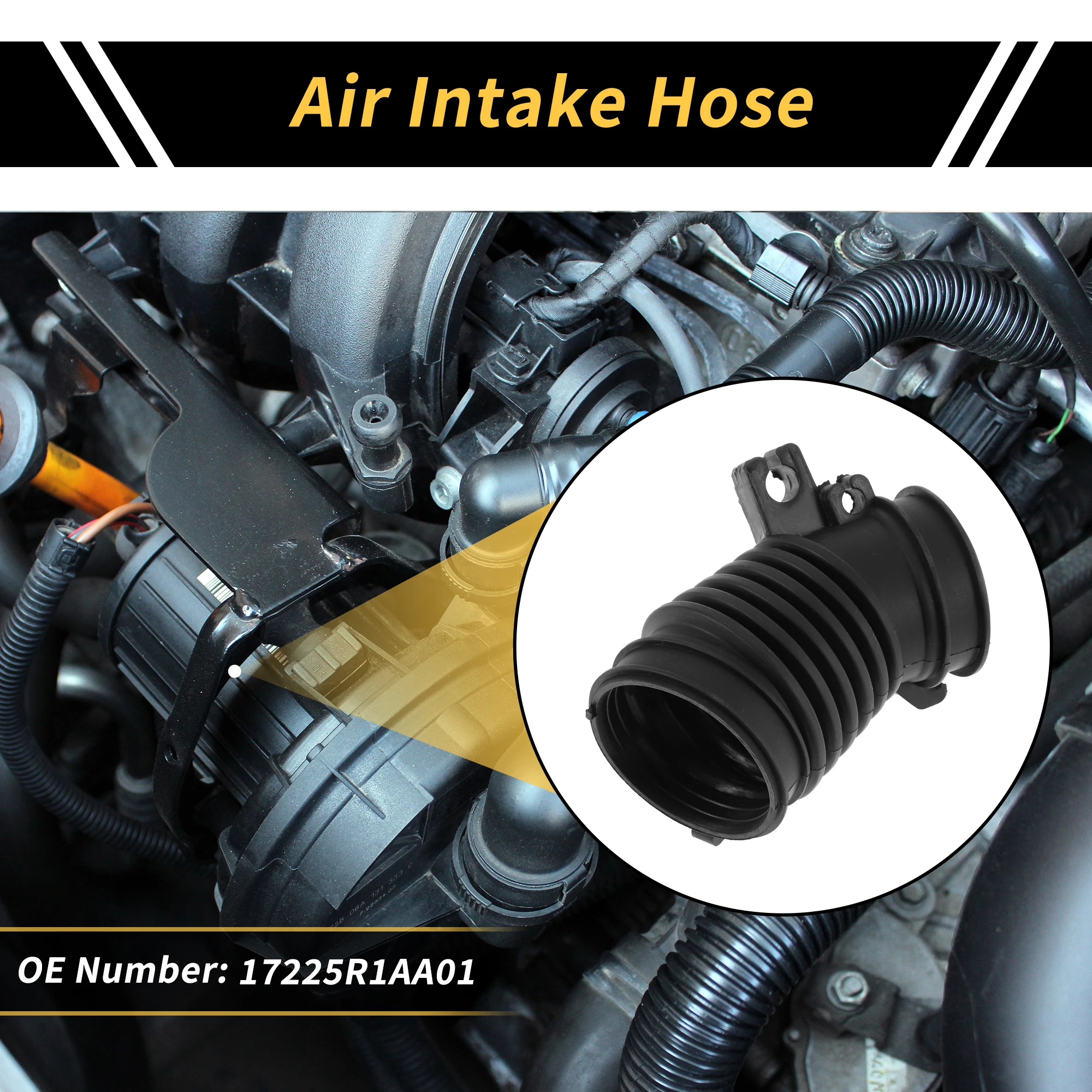 X Autohaux 1 قطعة خرطوم سحب السيارة متوافق مع Honda Civic 1.8L 12-15، خرطوم مدخل فلتر الهواء أسود رقم 17225R1AA01