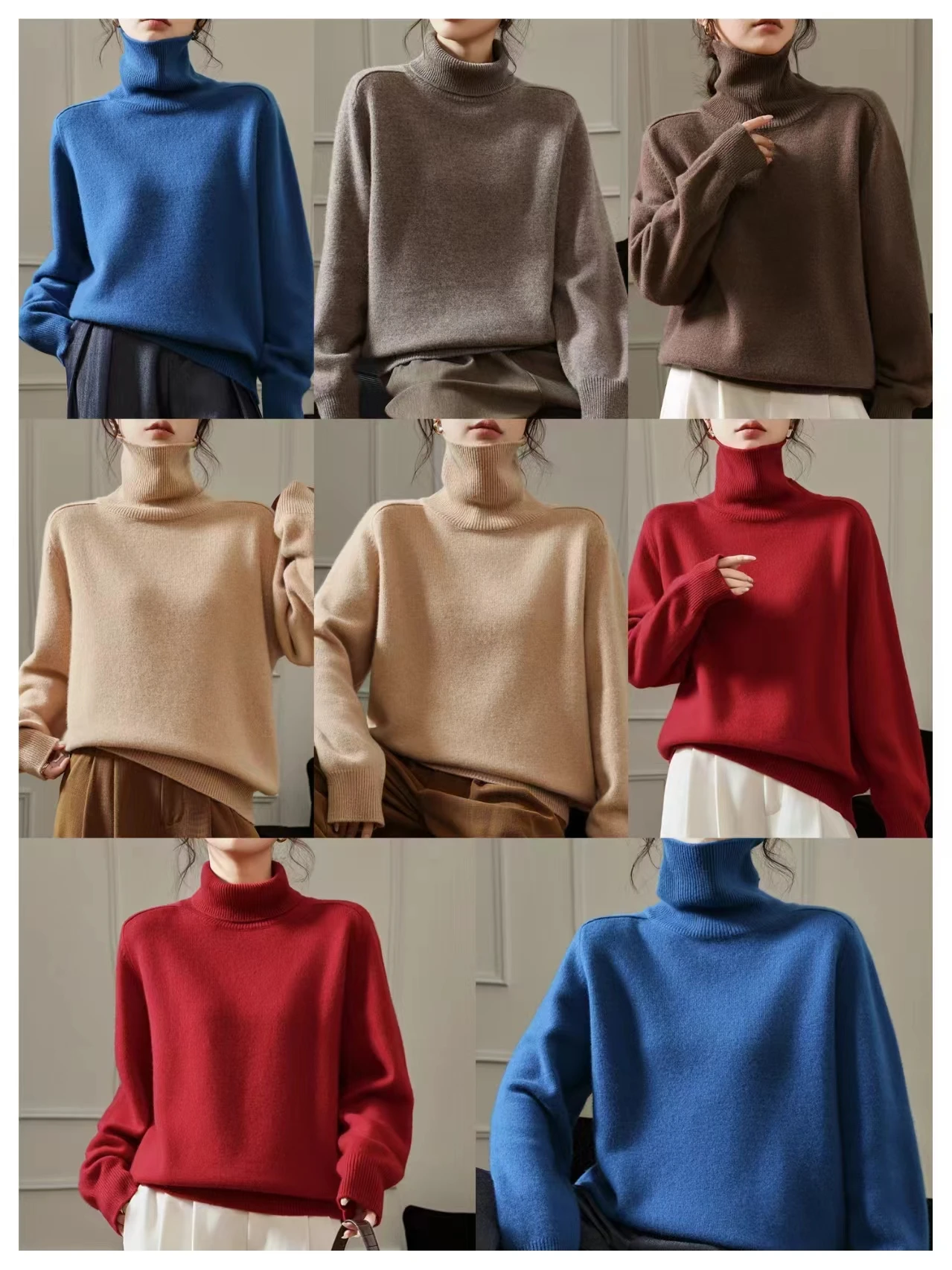 

New Autumn Winter Thick Women Pure Wool High neck Pullover 100% Merino Wool Sweater Solid Loose Cashmere Warm Knitwear Tops