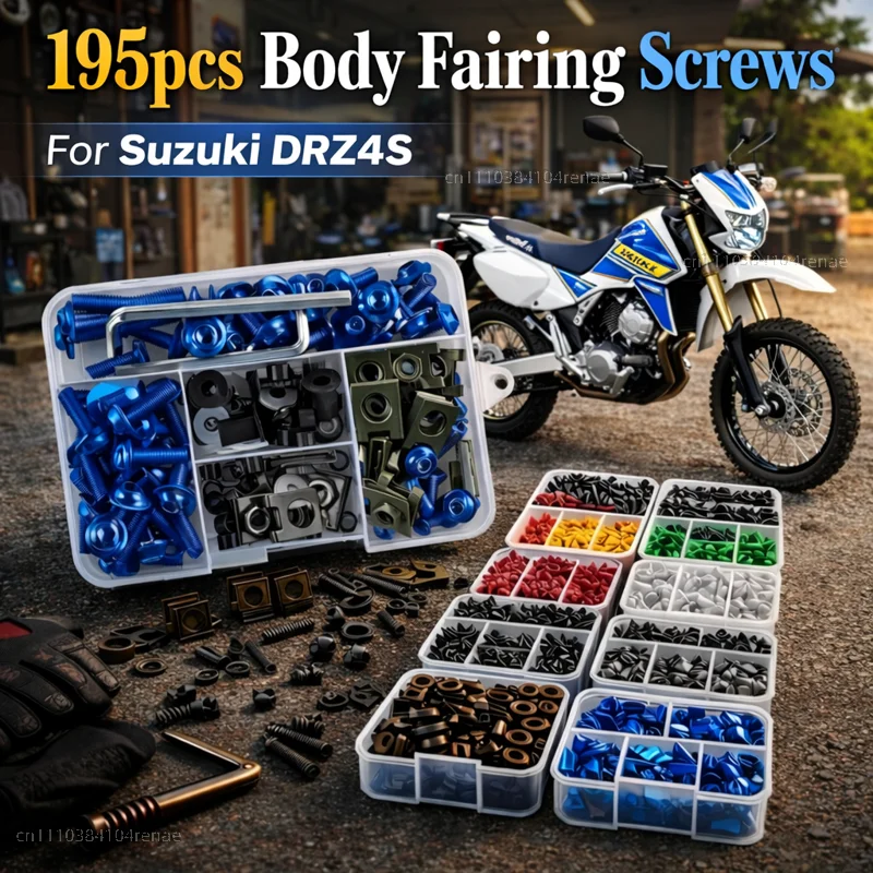 195 piezas de tornillos y tuercas para carenado de motocicleta Suzuki DRZ400 DRZ400E DRZ400S DRZ400SM DR-Z400 E S SM 2000-2024 DR-Z4S Z4SM