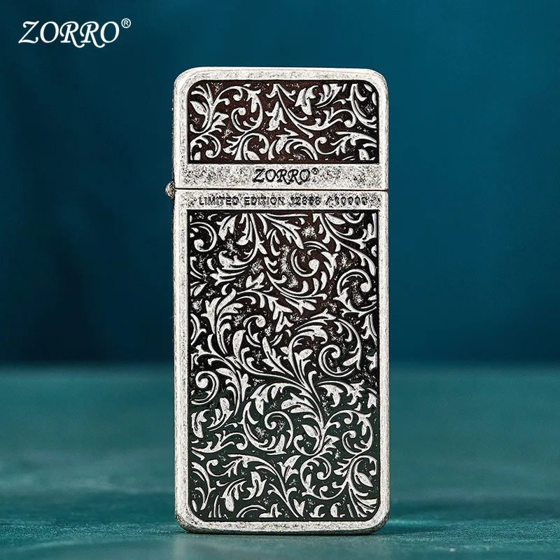 

Зажигалка ZORRO ZS5 под старину, серебристая, ультратонкая, с глубокой гравировкой в виде облаков Танцяо Пи Сю, винтажная, ветрозащитная, многоразовая, подарочная