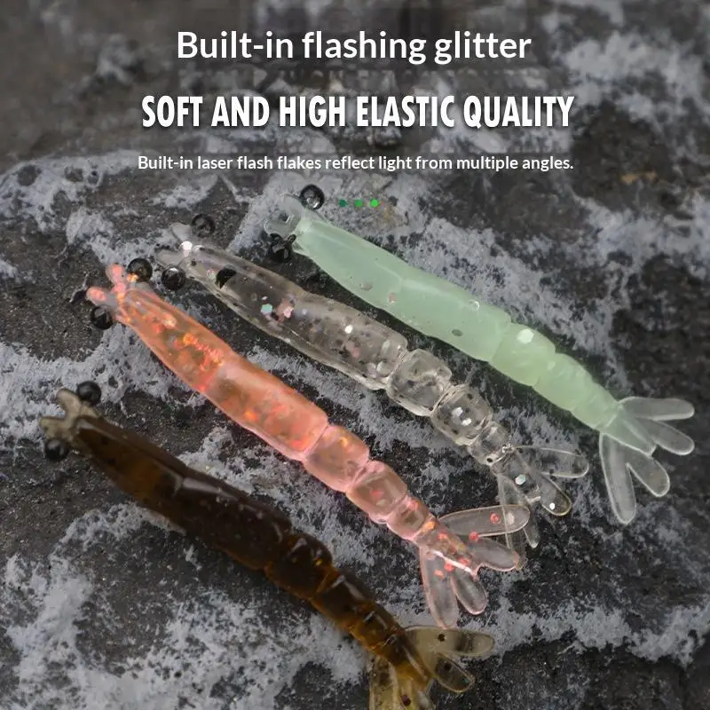 20 Stück Mini Weiche Wurm-Garnelen-Angelköder 0,4g 40mm Künstlicher Köder Silikon Bass-Angelzubehör