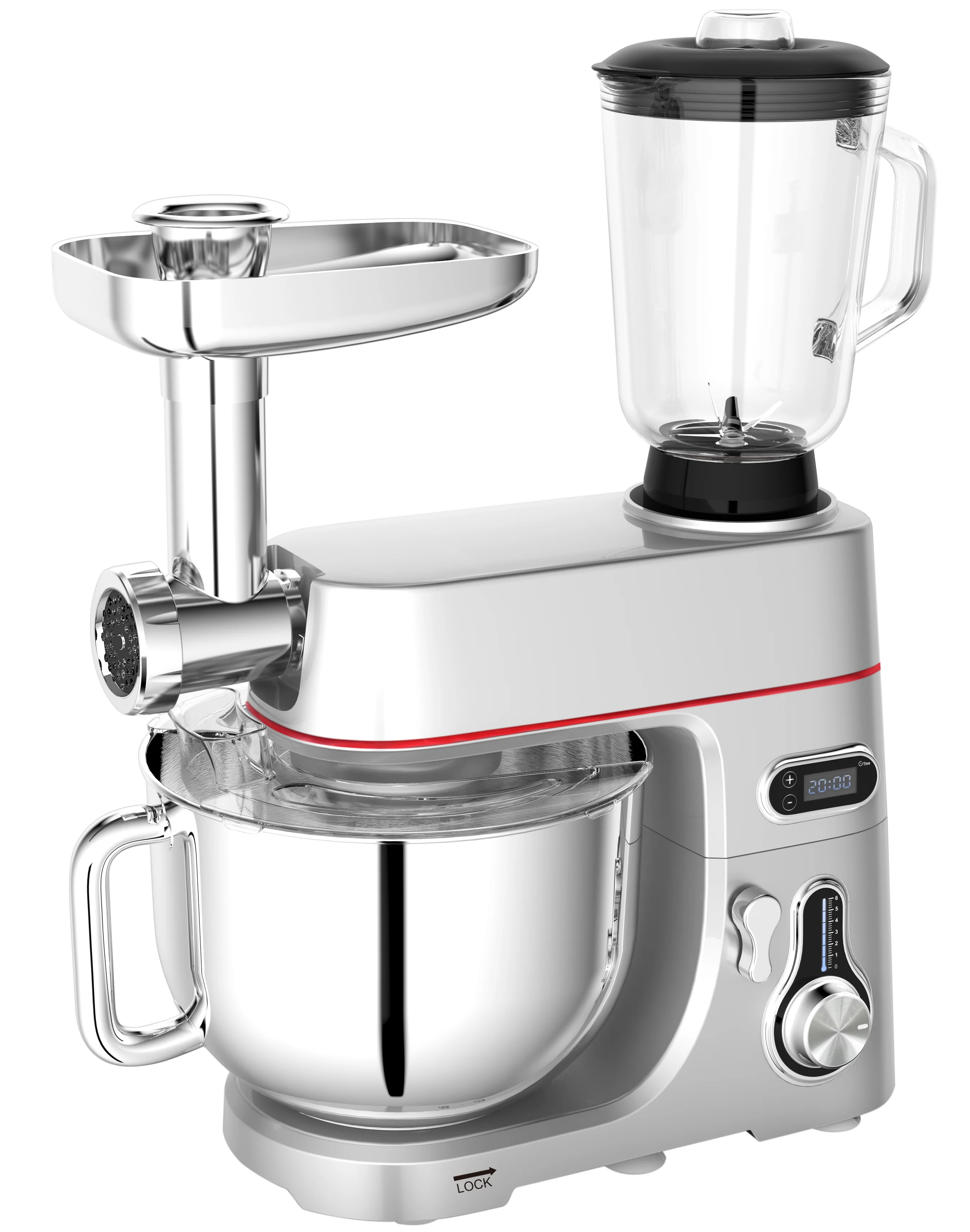 5-in-1 Multifunctional Die-cast Aluminum 7 Litre 1800W Household Stand Mixer For Baking Cake Blending