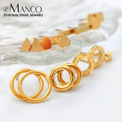 eManco Girls Stainless Steel Stud Earrings for Women Office Small Round Earring Studs Minimalist Jewelry Wholesale