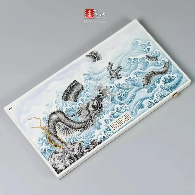 

Holy Mountain Classy Bi Haichao Dragon Pattern Jingdezhen Ceramic Dry And Wet Dual-Use Pastel Tea Tray