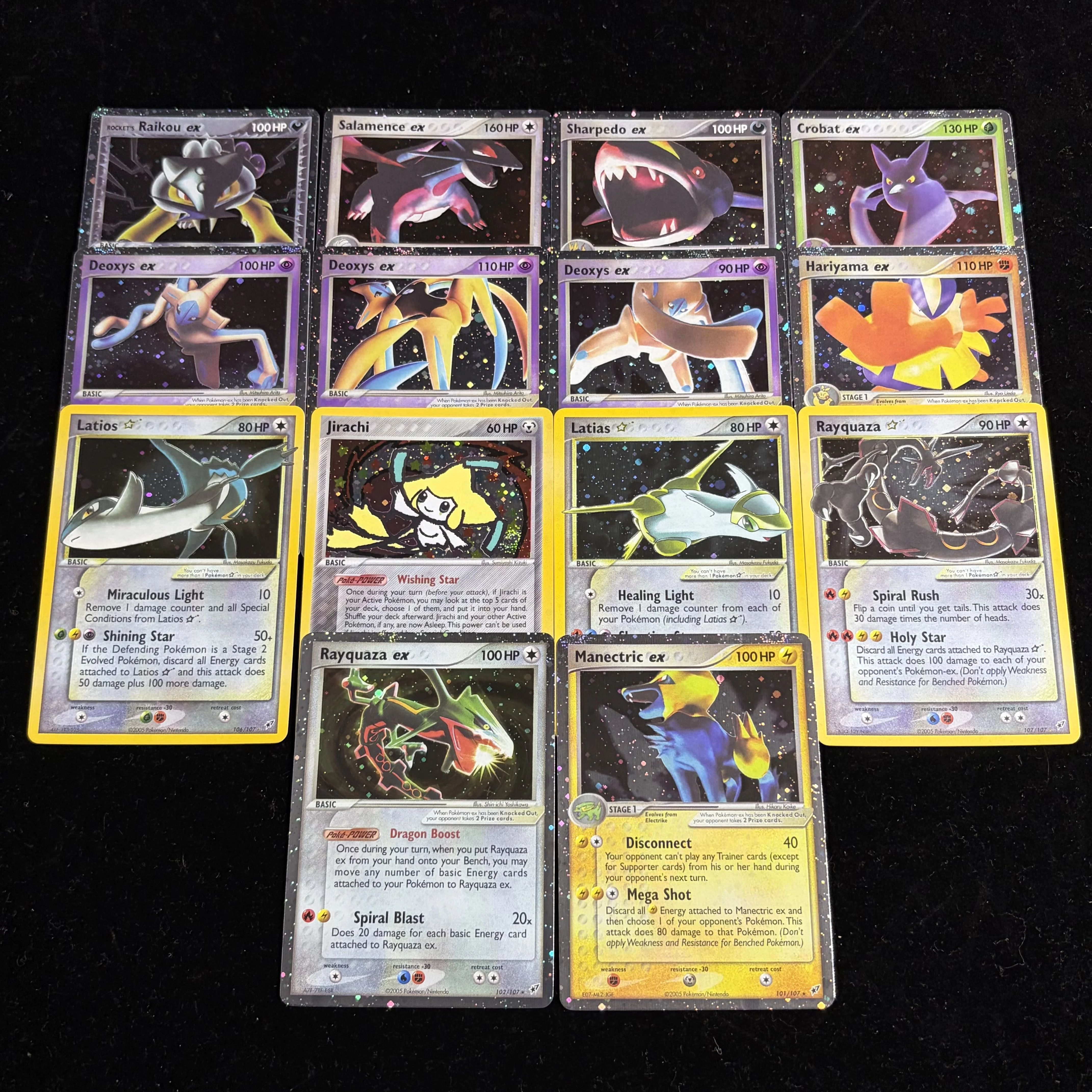 2005 PTCG PKM EX Deoxys (DX) Rare FOIL Series Cards Deoxys Hariyama Jirachi Manectric Raikou Vintage Holo Collection Proxy Cards