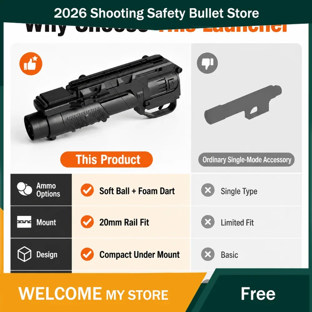 Dual Shooting Mode Soft Ball Launcher Accessory Compact Under Mount Base For 20mm Rail Hobby Leisure Shooting Game
