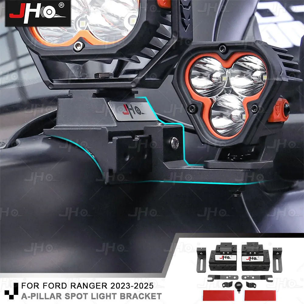 JHO Dual LED Work Light Bracket Set for Chevy Silverado ZR2 A-Pillar Quick-Detach Mount Pods Accessories