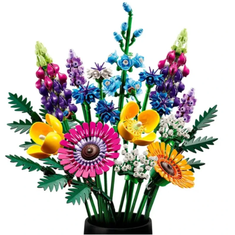 939pcs Wildflower Bouquet Brick Blocks Artificial Flower Constructor Block Toy for Birthday Gift Building Block Compatible 10313