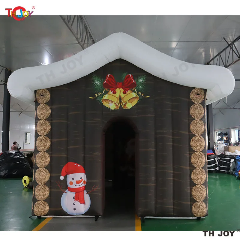 outdoor Christmas Decoration inflatable Santa house commercial Christmas air blow up grotto cabin house