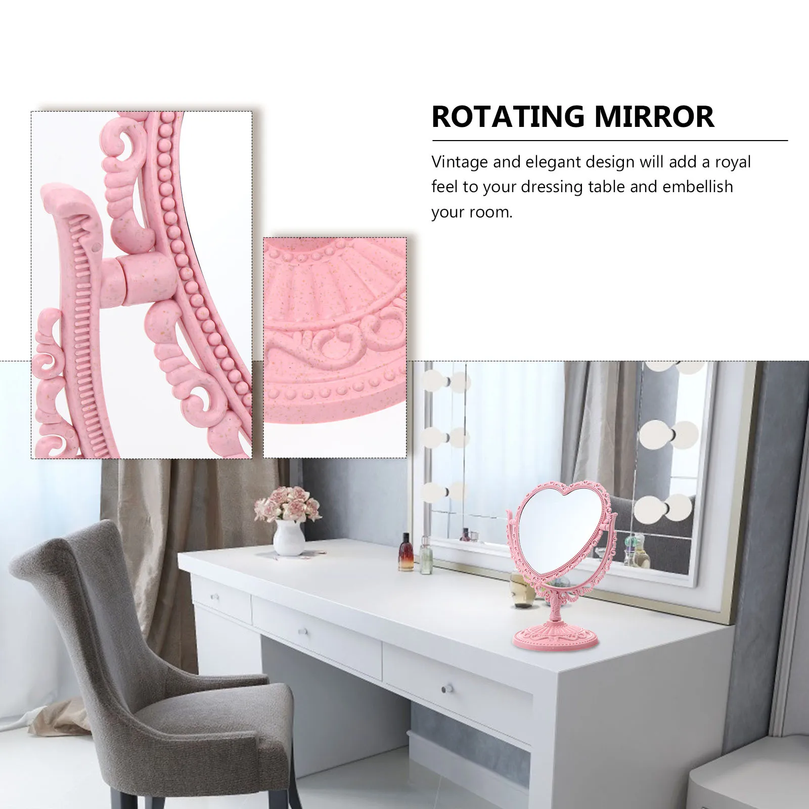 

2Pcs Cosmetics Mirror Scratch Resistant Exquisite Workmanship Practical Convenient Home Mirror Women Makeup Makeup Tool