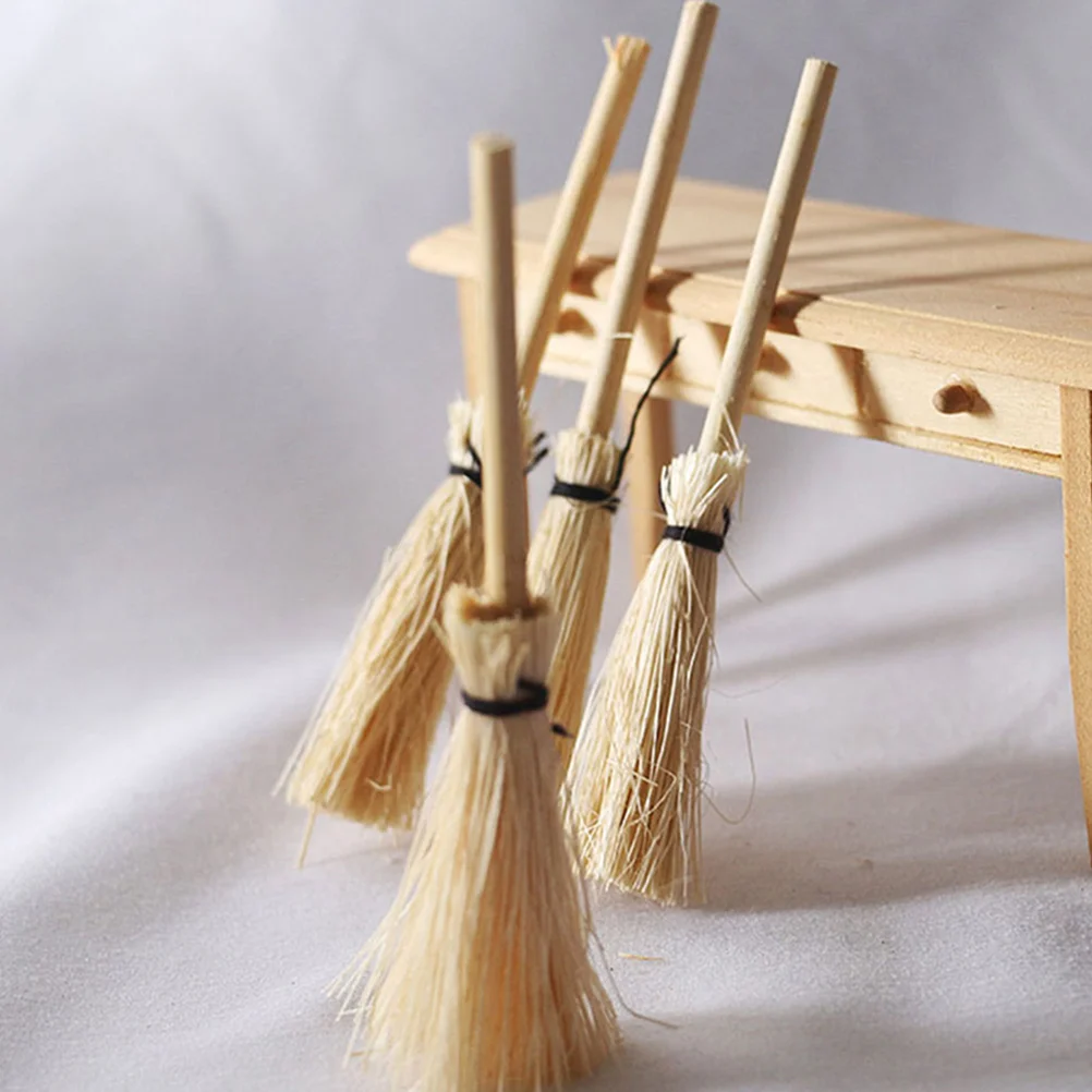 15 Pcs Mini Broom Small Simulation Toy House Playhouse Accessory Natural Bamboo