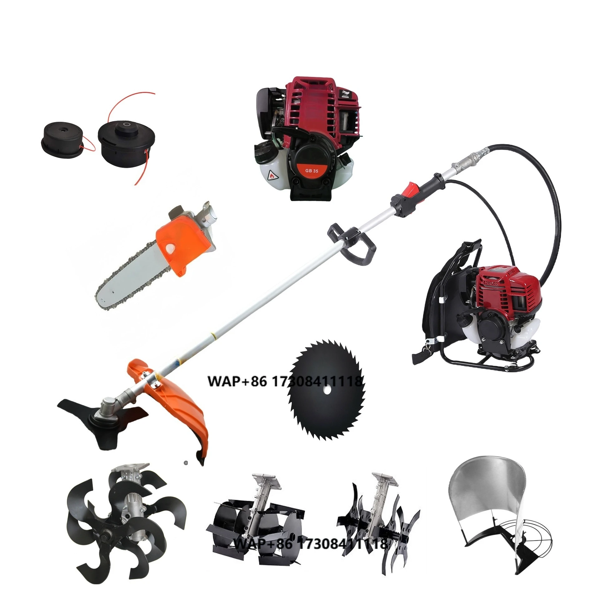 

New 4-Stroke Power String Trimmer Lawn Mower Accessories Weeding Loosening Knife Trenching Wheel Water Pump Anti-Tangle Working