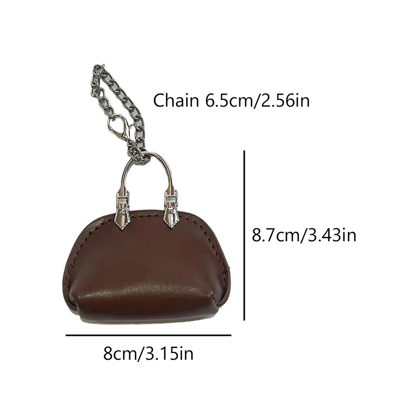 Cute Mini Pu Leather Shell Bag Keychain Pendant Fine 2025 Fashion Handheld Shell Bag Decoration Backpack Charm Accessories Gift