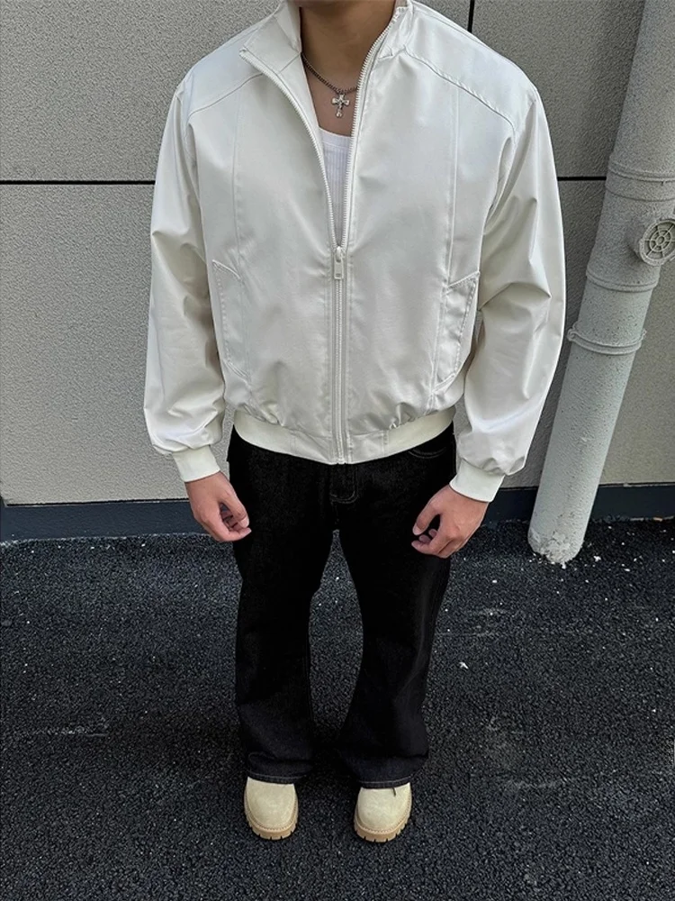 Or da uomo Colletto alla coreana Jaet Capispalla a prova di T Autunno Faion Gioventù Casual Vestibilità ampia Facile da pulire Cerniera durevole