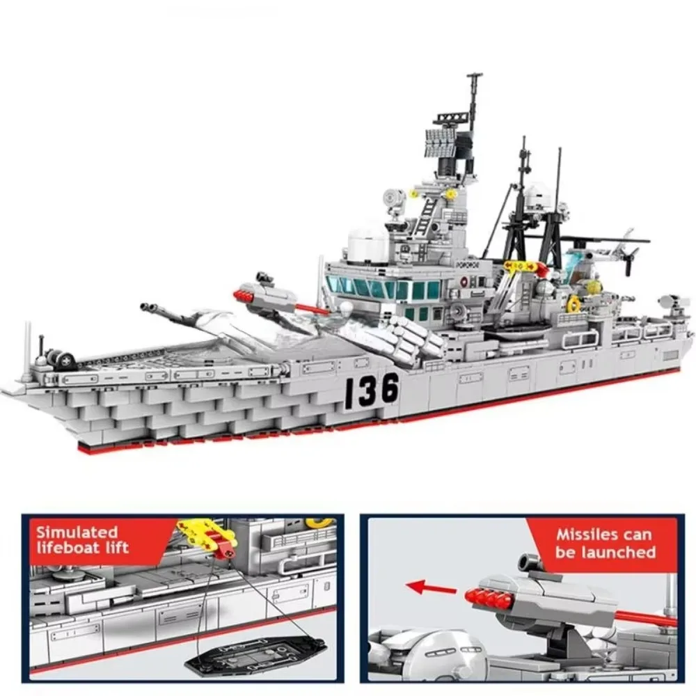 Military WW2 956 Model Warships Building Blocks MOC Battleship Bricks Kit Educational Toys for Children Gift