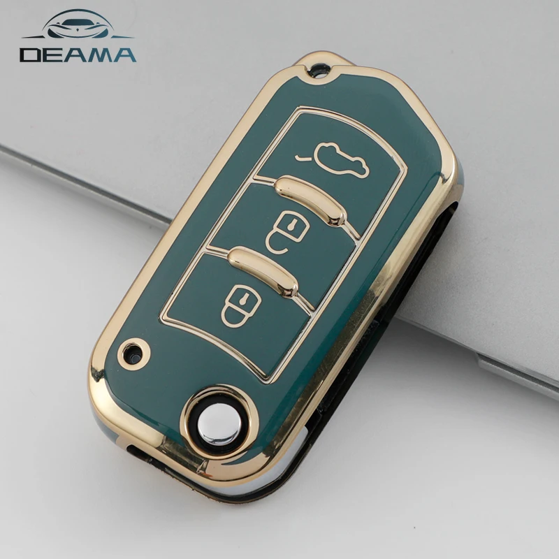 TPU Car Remote Key Case Protector Cover Holder for GAC Trumpchi GS3 GS5 GS6 Folding 3 Buttons Keyless Shell Auto Accessories