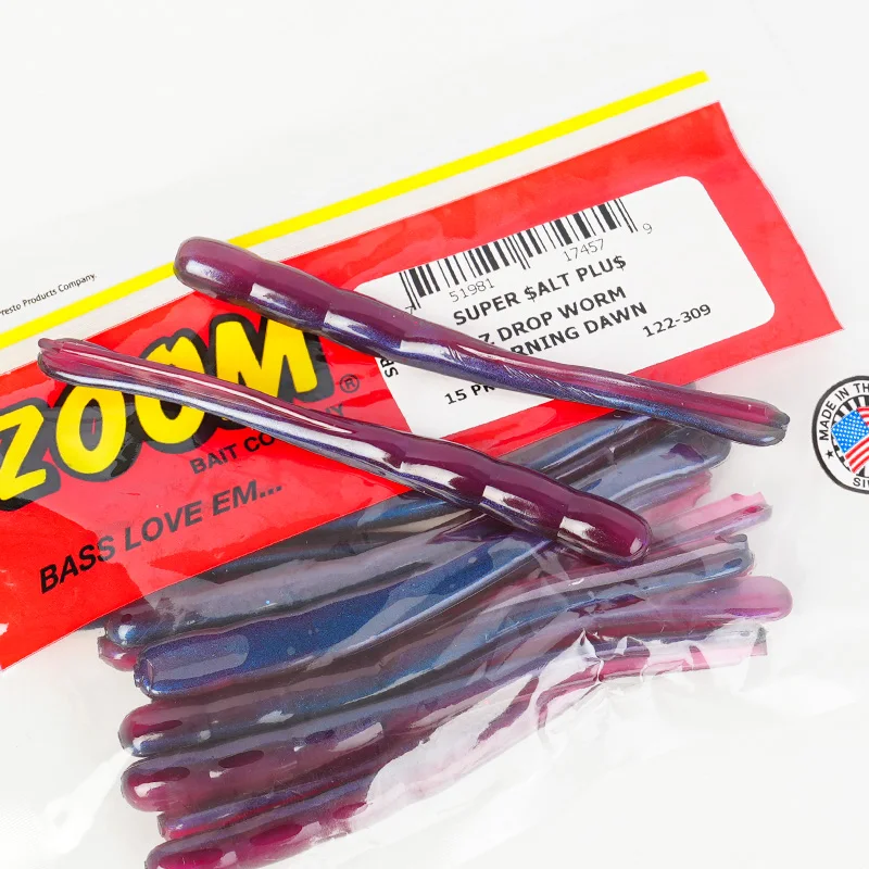 

ZOOM American Z Drop Worm 4 Inch Noodle Worm, Stick Worm Inverted Fishing Soft Worm, Bass Trailing Soft Bait