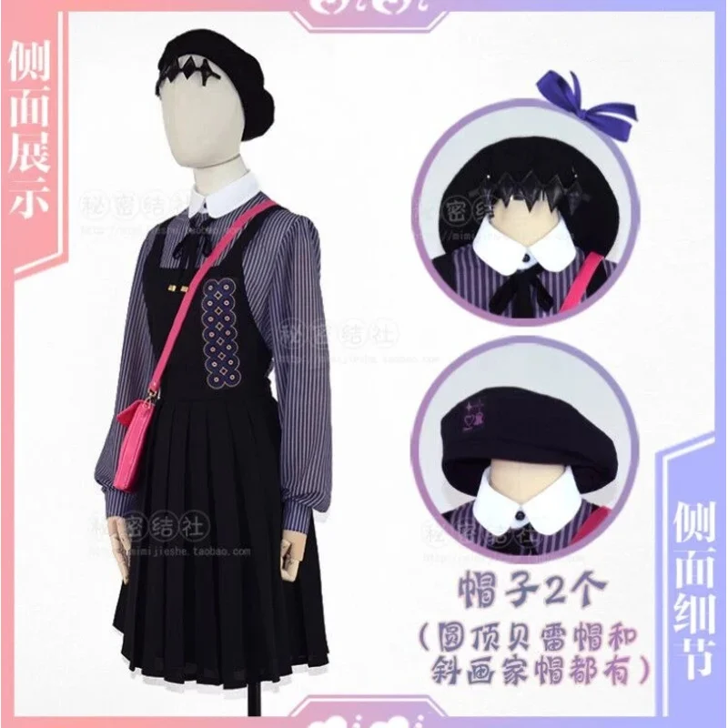 COS-HoHo 여성용 애니메이션 Vtuber 홀로라이브 Ninomae Ina'nis 게임 세트 사랑스러운 유니폼 코스프레 코스튬 할로윈 파티 복장 데일리 드레스