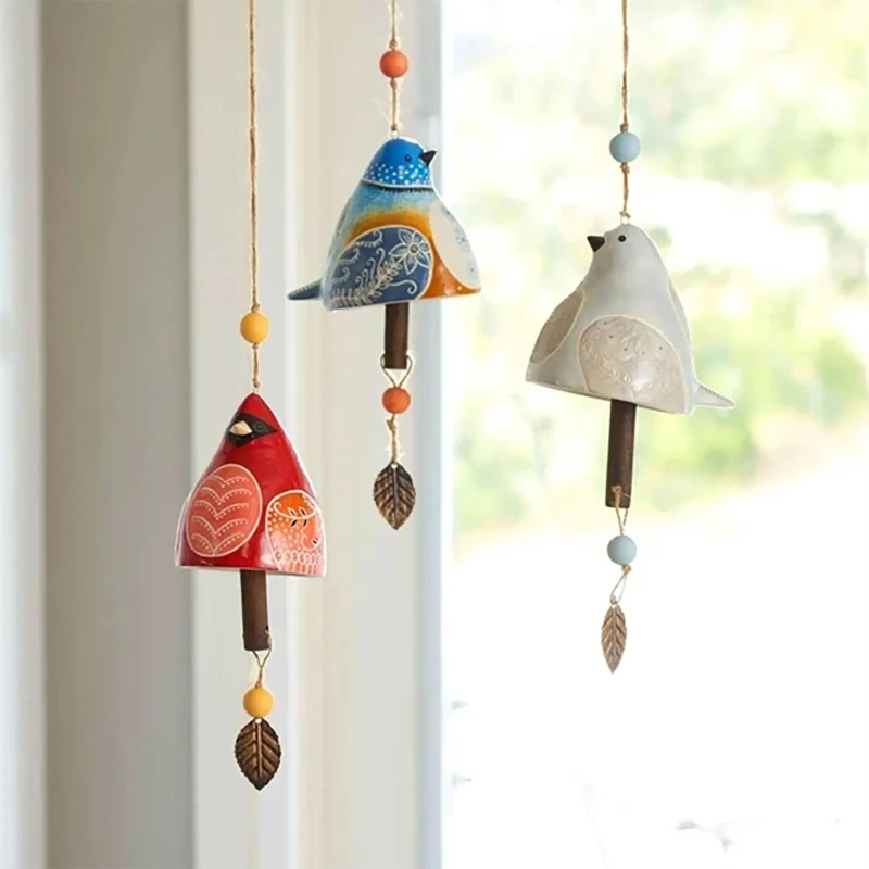 1PC Bird Song Bell Hanging Bird Wind Chime Resin Craft Pendant Outdoor Bird Bell Windchime for Garden Courtyard Home Decoration