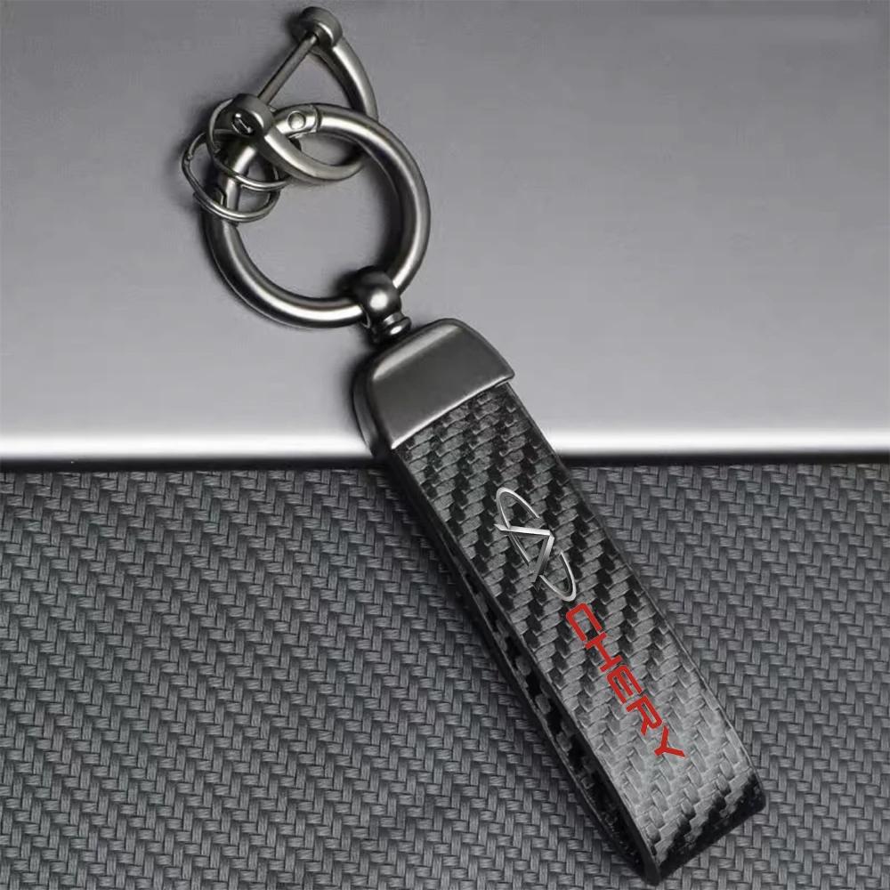 Car Carbon Fiber Style Keychain Carbon Fiber Leather Key Chain For Chery Tiggo 7 Pro 8 4 3 2 5X Amulet Fora QQ IQ Fulwin Arrizo