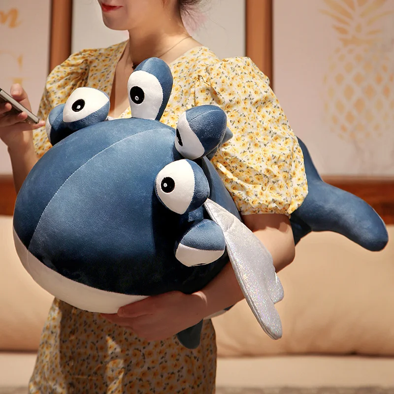 

30-70cm Simulation Whale Plush Toys Stuffed Six Eyed Fish Doll Blue Shark Cartoon Soft Sleep Pillow Kids Girls Baby Funny Gift