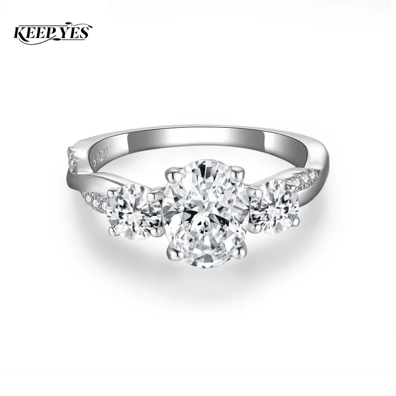 

KEEP YES 1.5ct 6*8mm Moissanite Diamond Ring Oval Cut with Certificate for Women 925 Sterling Silver Eternity Wedding Band