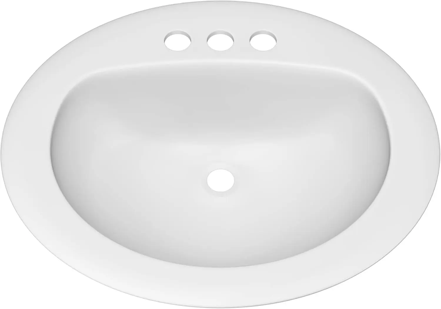 Fregadero ovalado blanco, accesorio de baño elegante y funcional, 3 orificios, desbordamiento, 20-1/2"