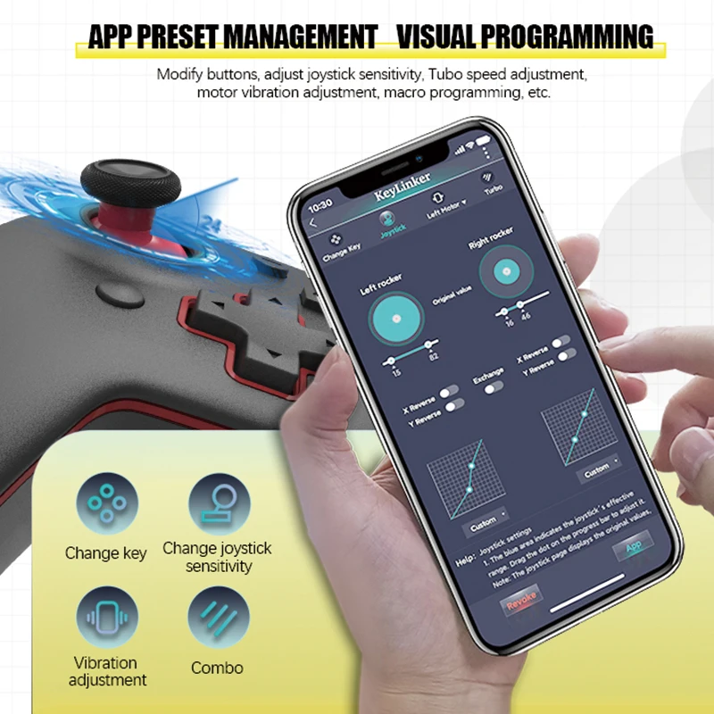 6-in-1 wireless Bluetooth controller, suitable for Switch/Switch LITE/PC/iOS/Android/Teams, with dual vibration+wake-up function