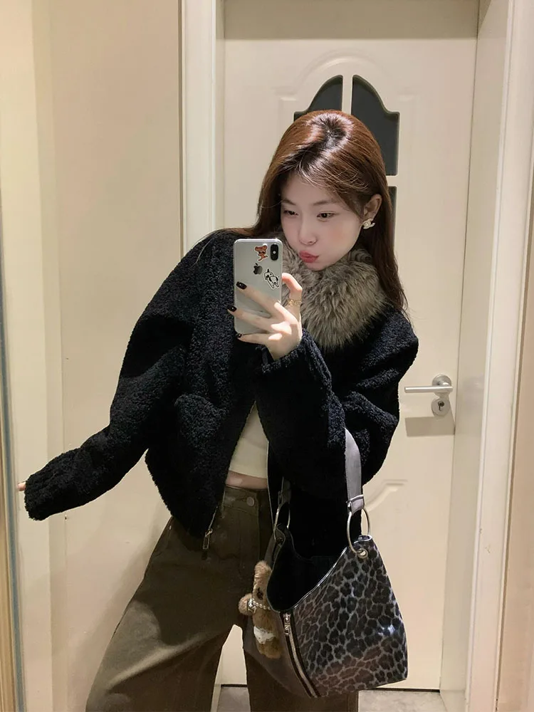 

Новая повседневная женская куртка из искусственного меха ягненка в корейском стиле, экологичная, премиум-качество, теплая зимняя, на молнии