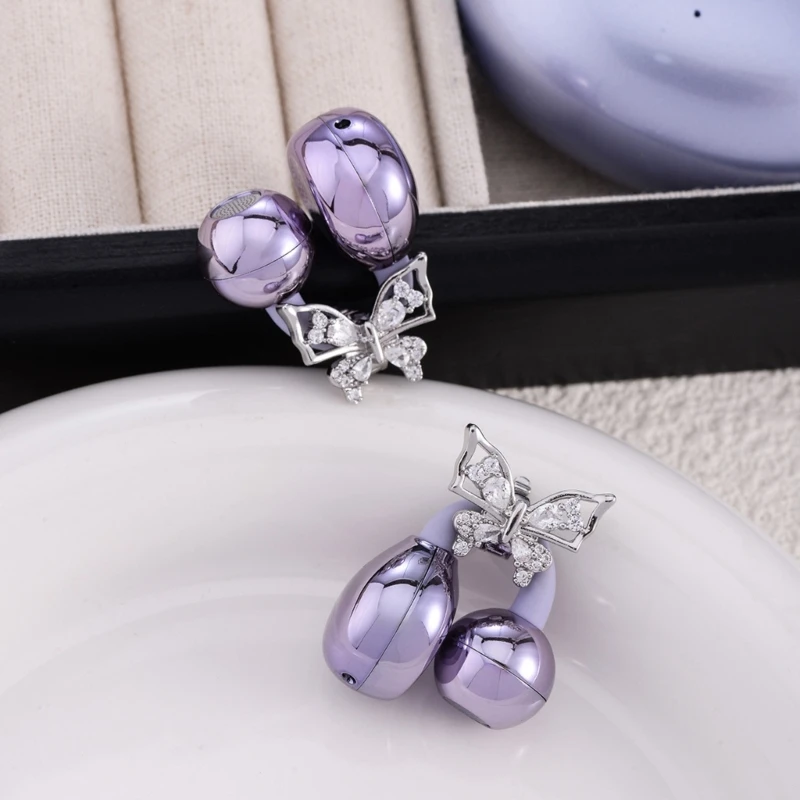 Sparkly Rhinestones Bows Ear Clip Adornment Metal Headphone Customization 83CE
