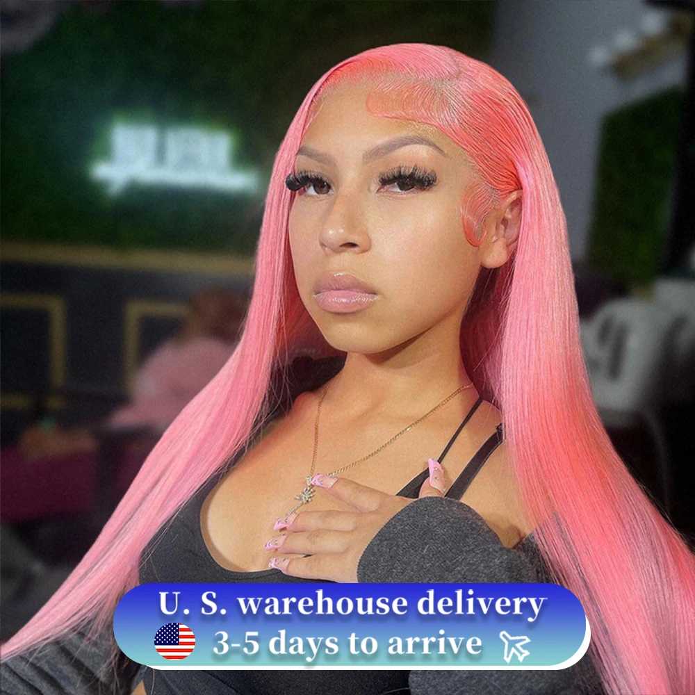 

220 Density 30 Inch Pink Hd Lace Front Wigs Straight 13x6 Lace Frontal Wig Pre Plucked Remy Colored Human Hair Wigs For Women