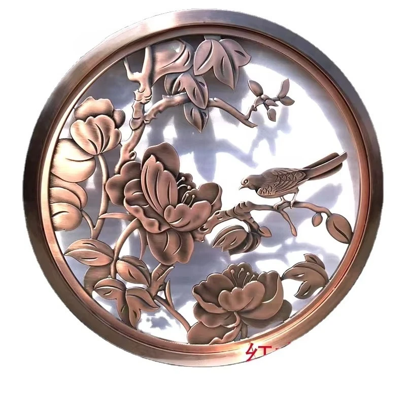 Chinese classical metal aluminum screen sculpture screen circular pattern bronze hall decorative partition screen