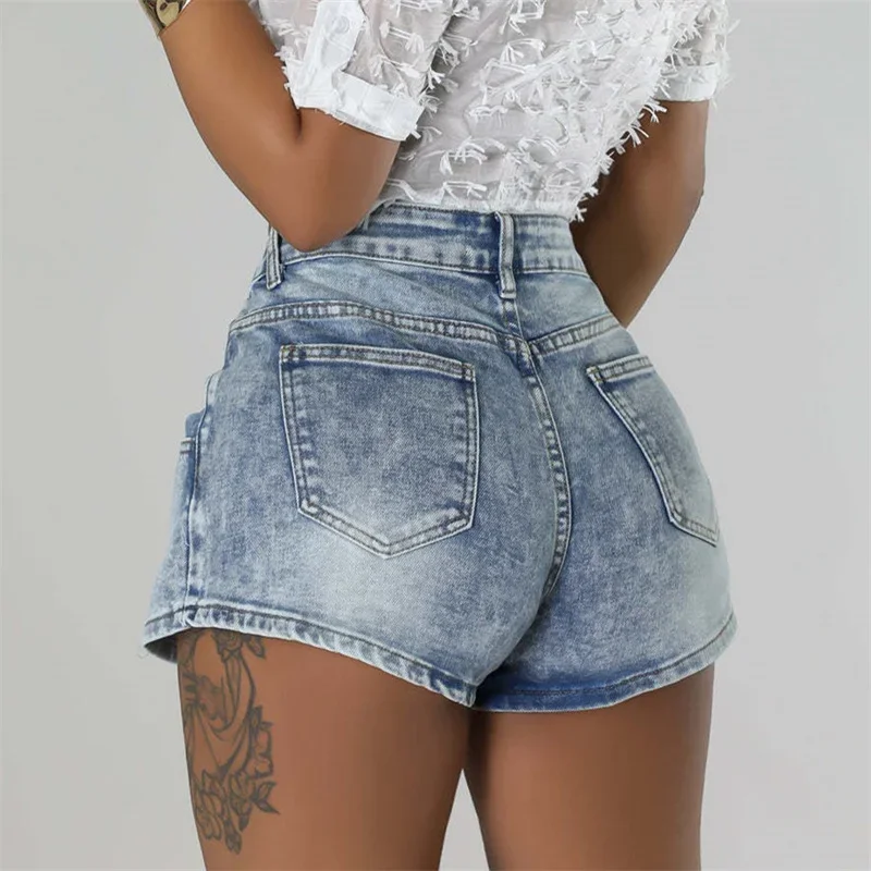 Women Front Single-breasted Patchwork Denim Skirt Back Ultra Short Shorts Half-body Dress Three Quarter Pants Casual Streetwear