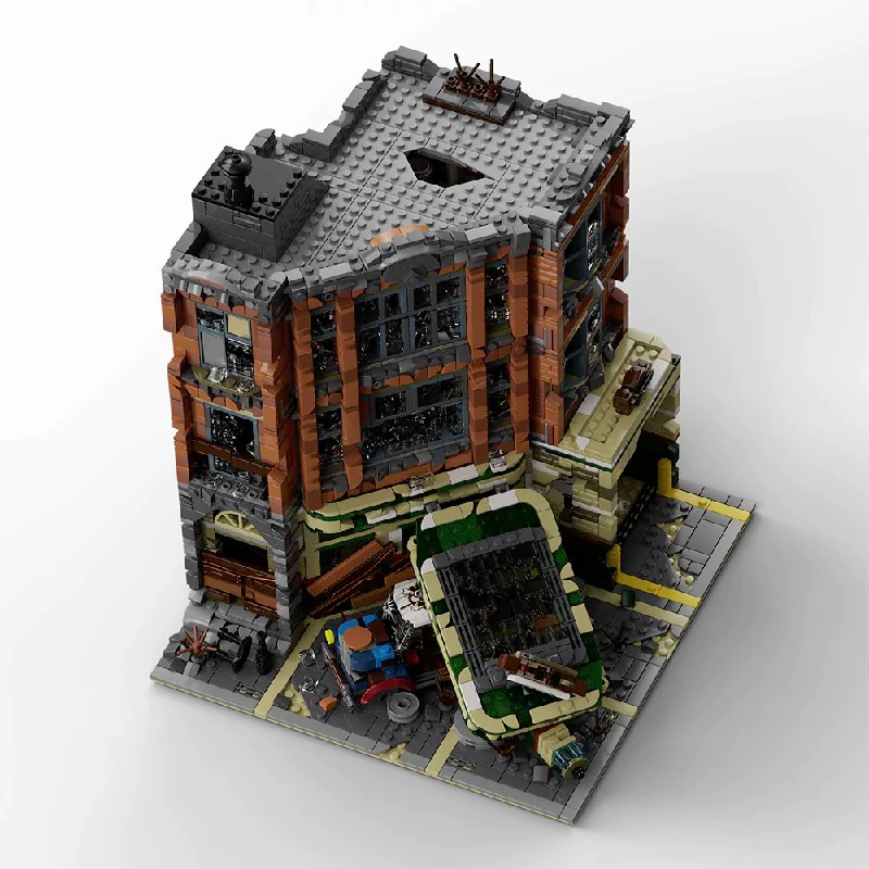 Doomsday – ensemble de construction de maison de Garage d'angle, 8 figurines, blocs de construction modulaires, modèle d'architecture de magasin d'appartement de ville, 3325 pièces