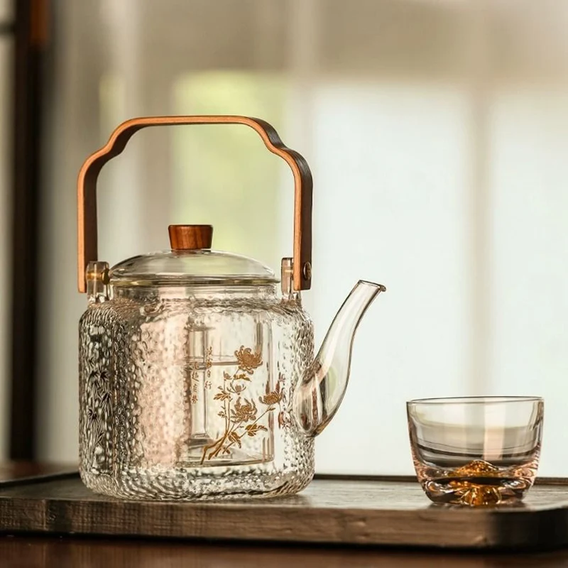 GIANXI 1000ml Tea Pot Filtration Heat Resistant Thickened Glass Teapot Steaming Teapot Large Capacity Chinese Kung Fu Tea Set