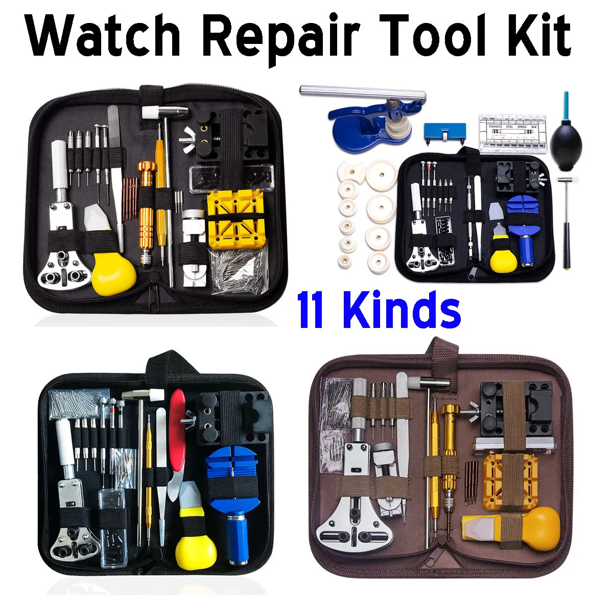 Watch Repair Tool Kit Watch Case Opener Spring Bar Pins Link Remover Pry Tweezers Hammers Screwdriver Watchmaker Tools Set