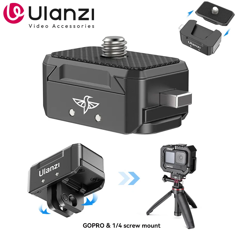 

Ulanzi Quick Release Plate Lock System With Gopro 1/4 screw Mount For DSLR Camera Magic Arm Ball head Tripod Stand Accessory