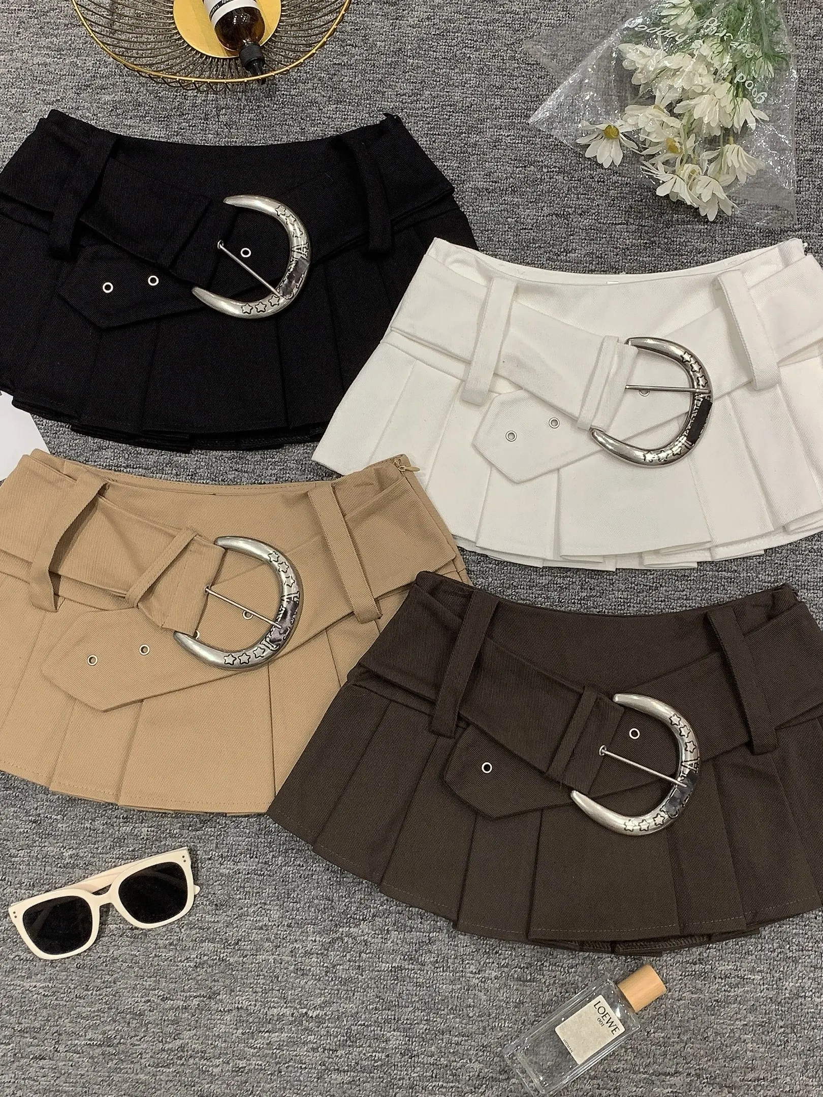

Caramel Pleated Skirt Women's Summer New Design Sensual American Girl Sexy Versatile Anti-Light Half-length Skirt