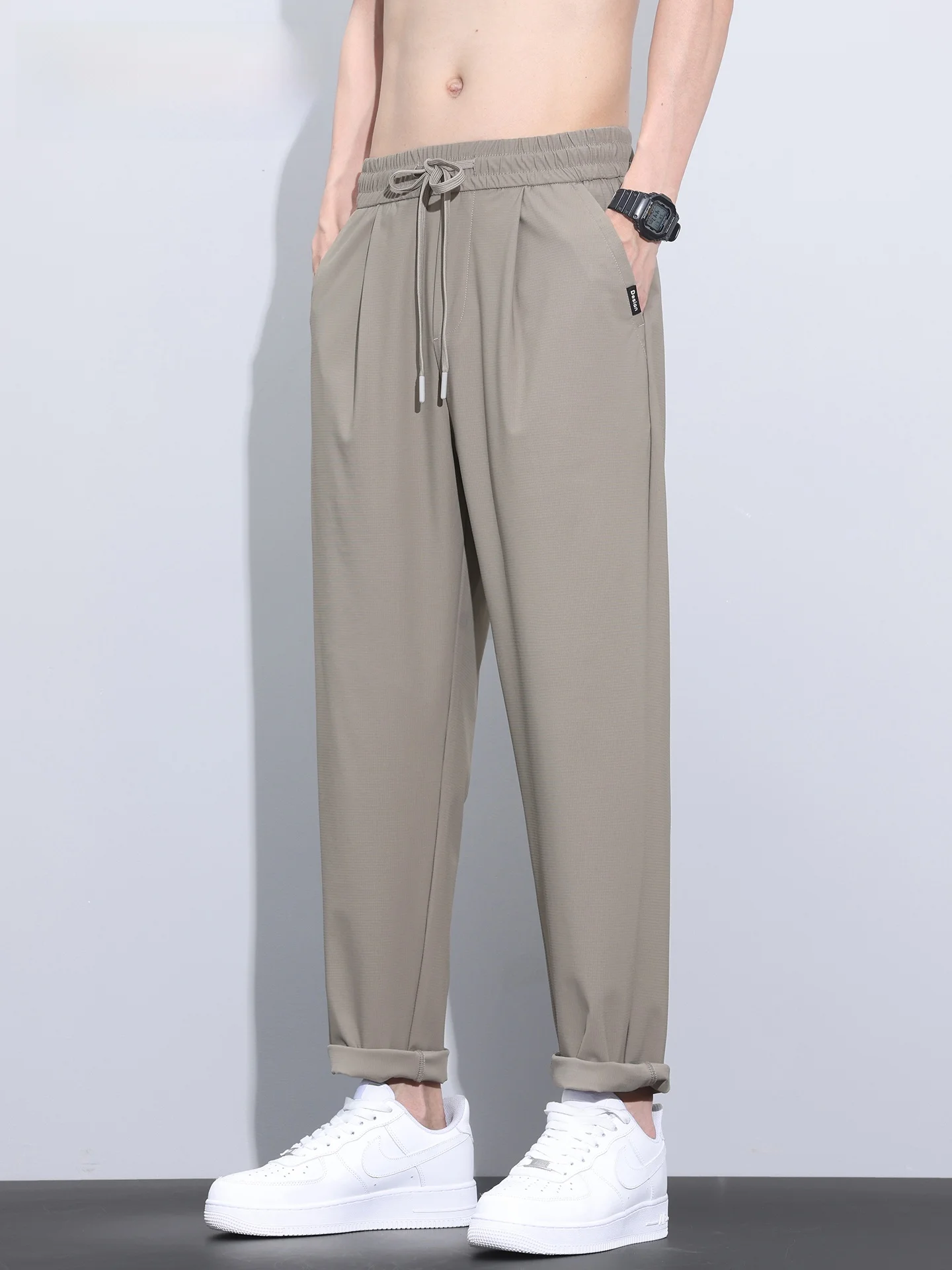 

Mark Fairwe Men's Pure Color Casual Pants Qui Dry Spor Straight Leg mid Waist Trousers for Daily Wear Spring Summer