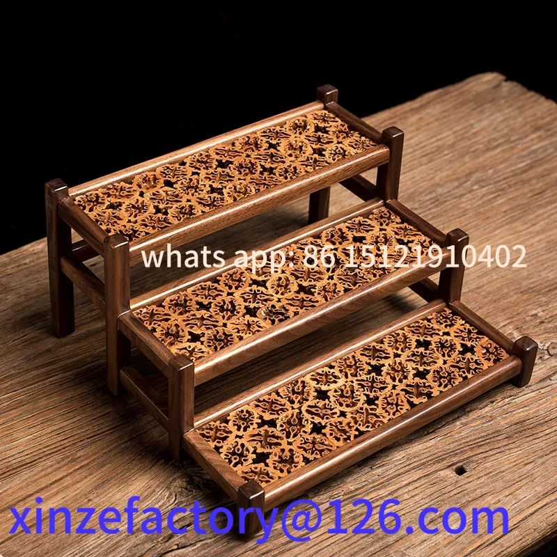 

Customizable Solid Wood Storage Table Creative Antique Shelf Walnut Crafts Carved Desktop