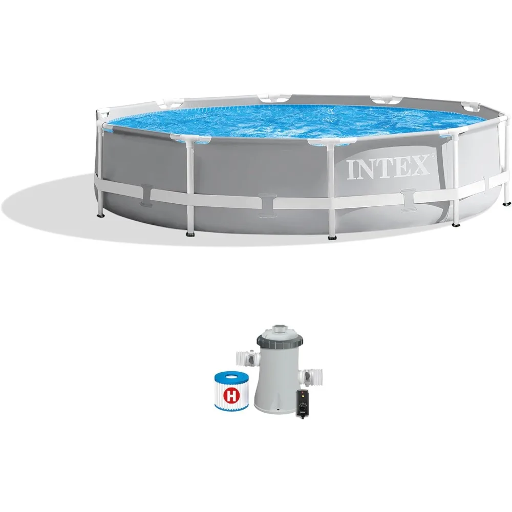 Premium above Ground Swimming Pool Set: includes 330 GPH Cartridge Filter Pump – SuperTough Puncture Resistant – Rust Resistant