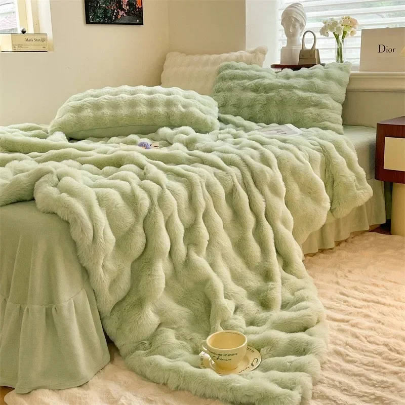 Зимнее плюшевое одеяло с кроликом, приятное для кожи, повседневное одеяло, многофункциональное одеяло, молочное плюшевое одеяло с кондиционером, сна Ins Wind