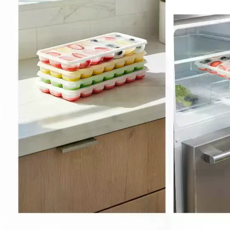 1Pcs Silicone Square 14 Cube Easy Release  Molds  Tray Mold With Lid Kitchen Bar DIY Iced Cocktail Freeze Tool