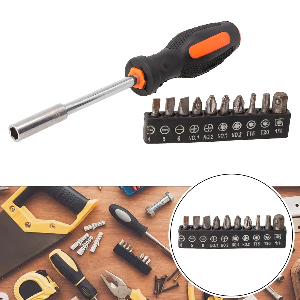 

Hex Screw Driver Bits Multifunctional Magnetic Screwdriver Set 11 Pieces with Anti Slip Handle and Ergonomic Design