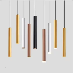 Dimmable LED Pendant Lamp Long Tube lamp Kitchen Island Dining Room Shop Bar Decoration Cylinder Pipe Pendant Light Kitchen Lamp